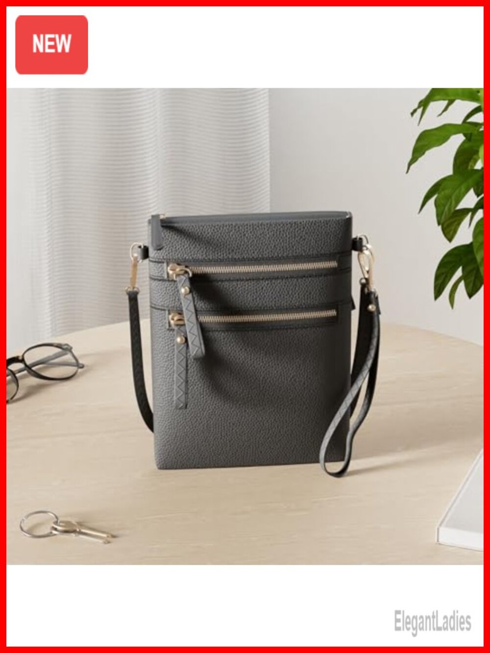 Small Crossbody Bag with Multiple Pockets Detachable Wristlet Faux Leather - Picture 3 of 6